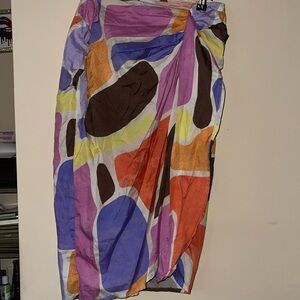 Boohoo colorblock faux wrap skirt